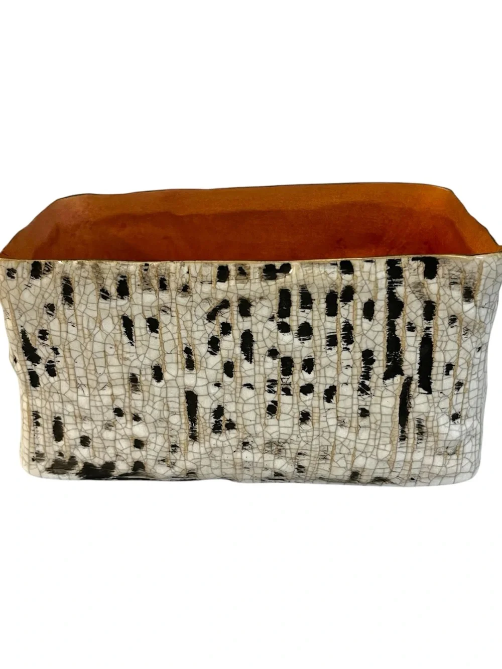 Ashland Garden Collection Birch Ceramic Planter Rectangle Crackle Vase 7.5x5x4.5
